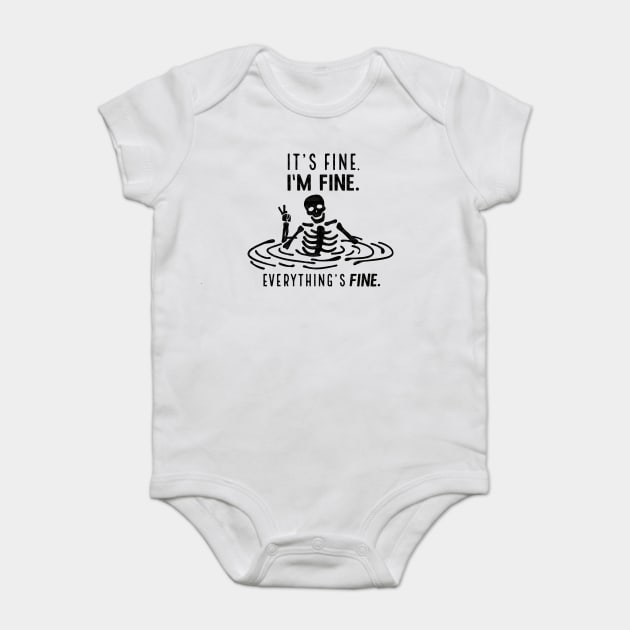 I'm fine funny skull Saying Halloween Baby Bodysuit by Darksavage